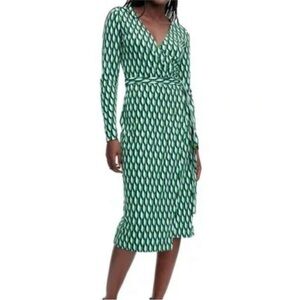 Diane Von Furstenberg Green Sheath Wrap Dress